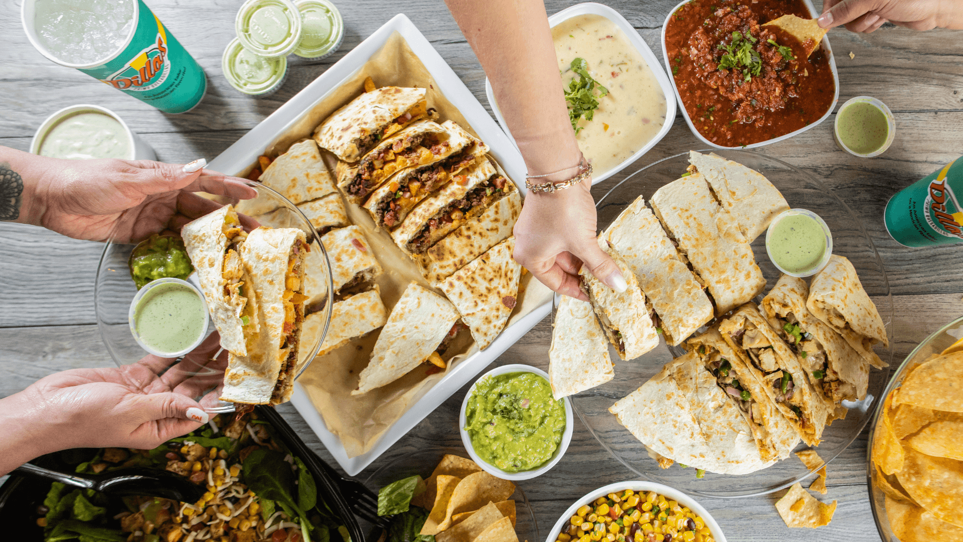 Photo of Dillas Primo Quesadillas, salsa, guacamole and drinks