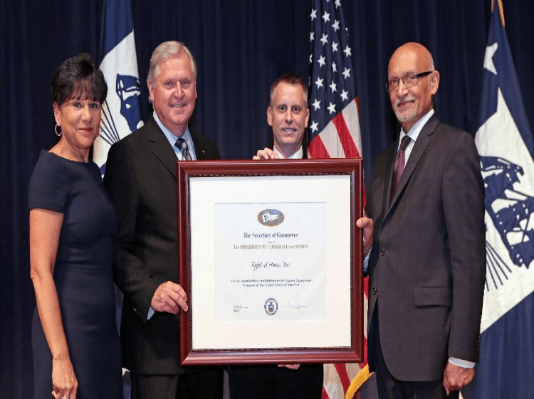  RIGHT AT HOME INTERNATIONAL RECEIVES PRESIDENTIAL AWARD FOR EXPORT SUCCESSES  