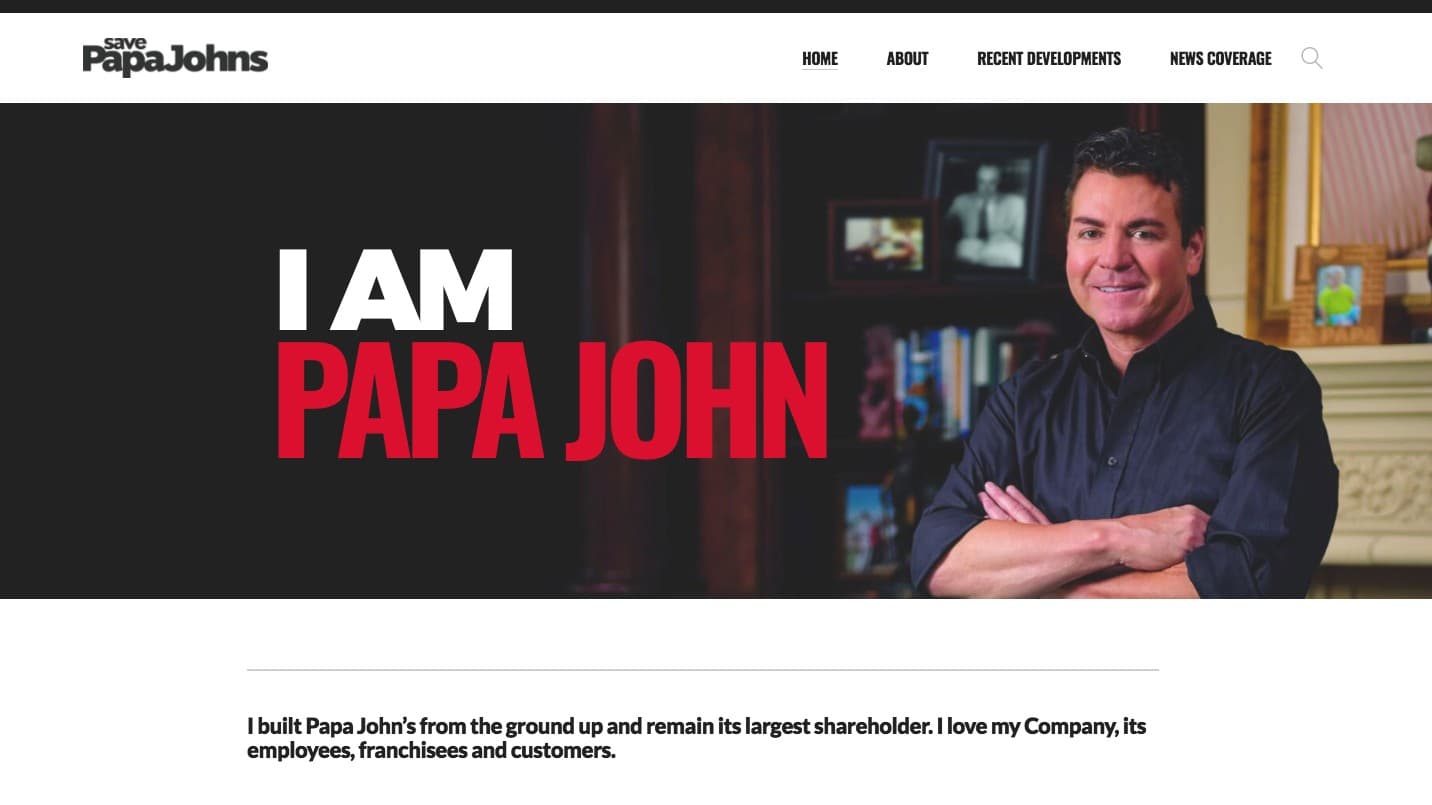 John Schnatter Launches Save Papa John’s Website