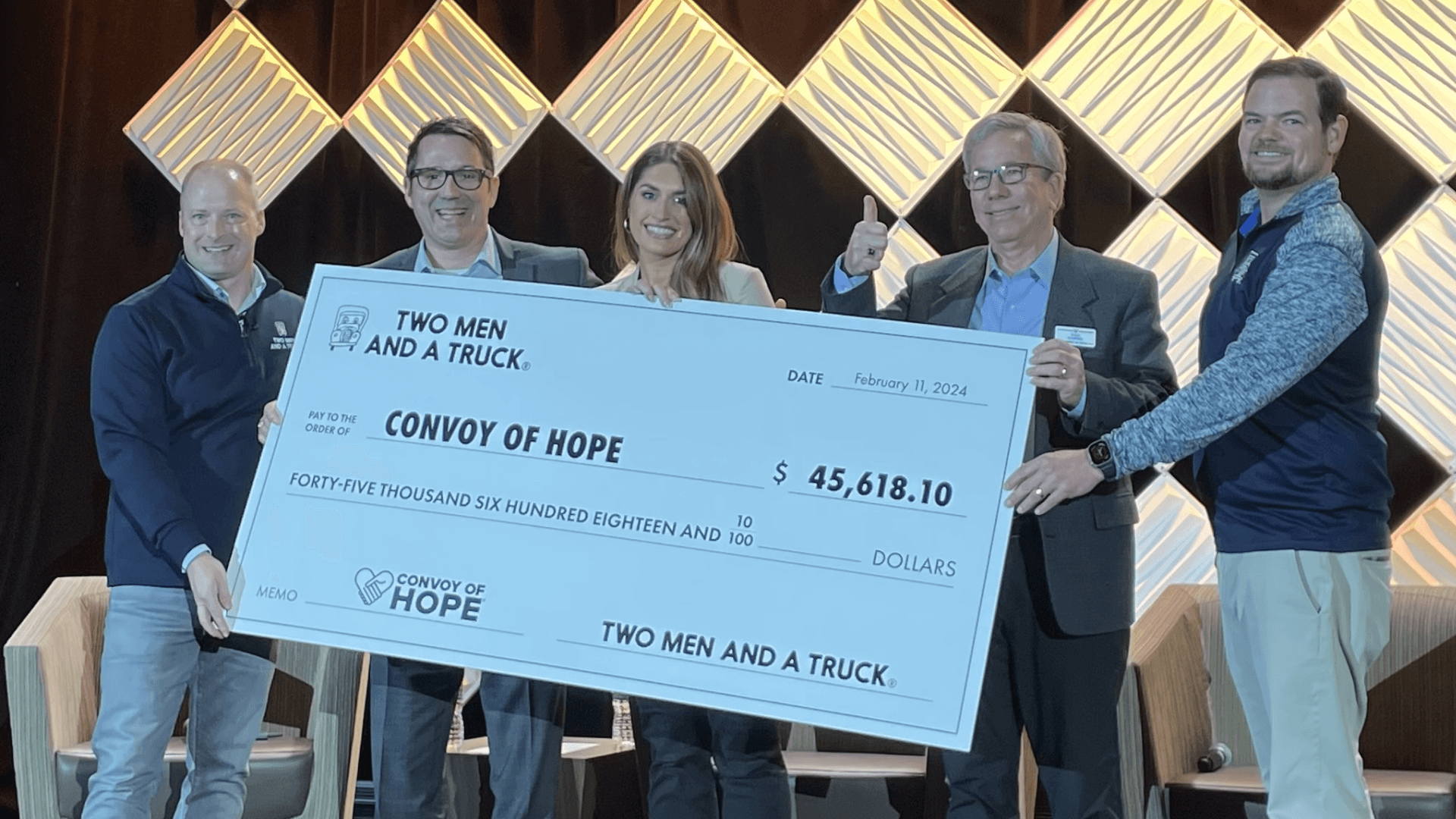 TWO MEN AND A TRUCK® Donates $45,618 to Convoy of Hope With 2024 Check Presentation