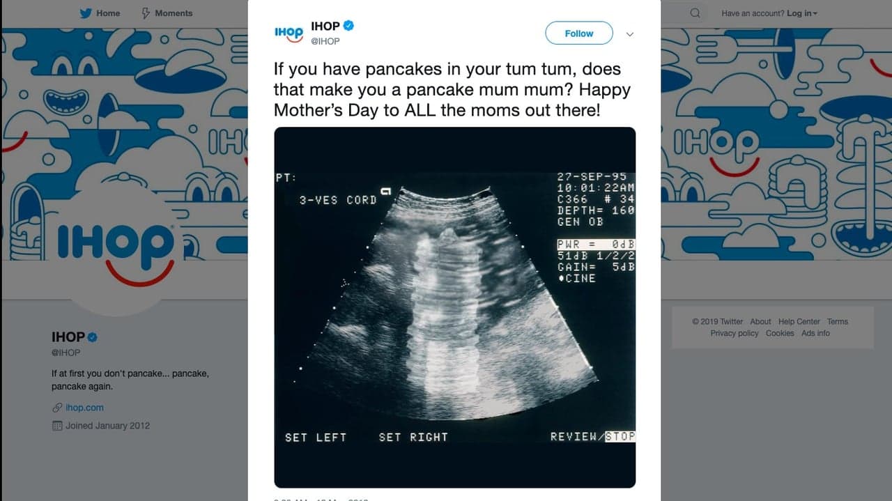 IHOP's Mother's Day Miss: Pancake Ultrasound Tweet Received Poorly IHOP's Mother's Day Miss: Pancake Ultrasound Tweet Received Poorly