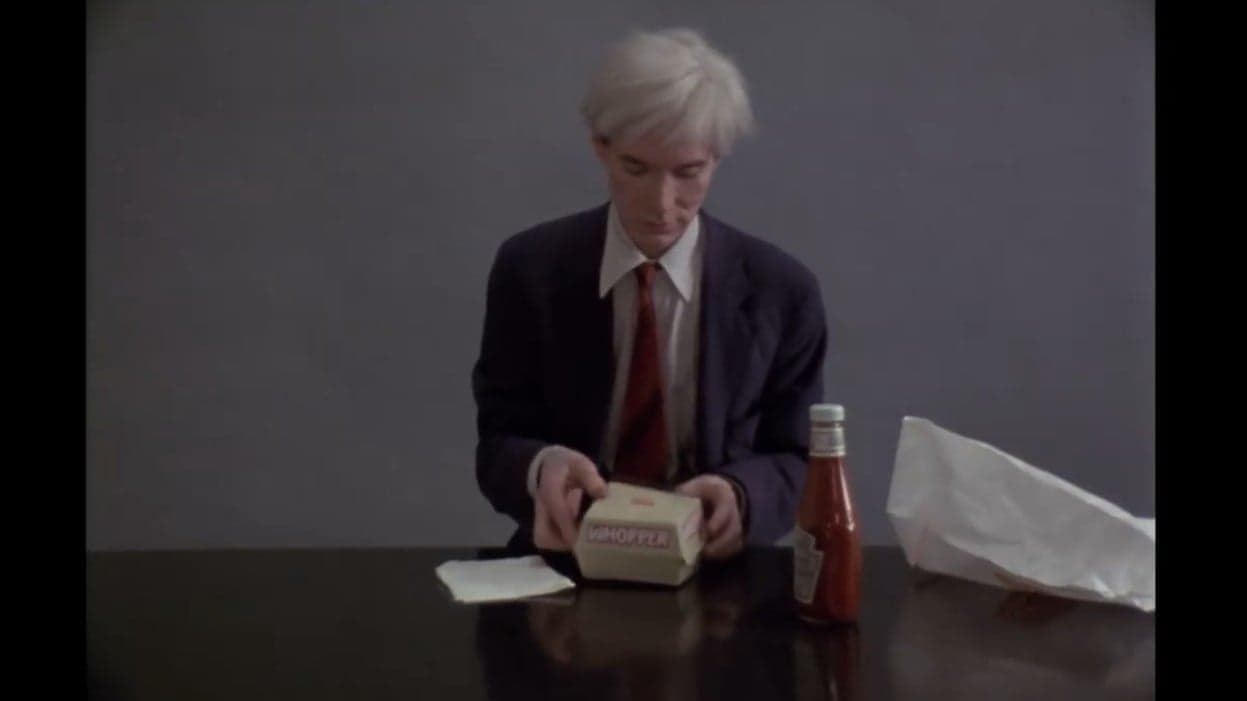 Andy Warhol Eats a Whopper in Burger King's Super Bowl Spot Andy Warhol Eats a Whopper in Burger King's Super Bowl Spot