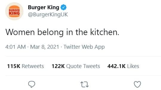 Burger King Flame Broiled for Failed International Women’s Day Tweet Burger King Flame Broiled for Failed International Women’s Day Tweet