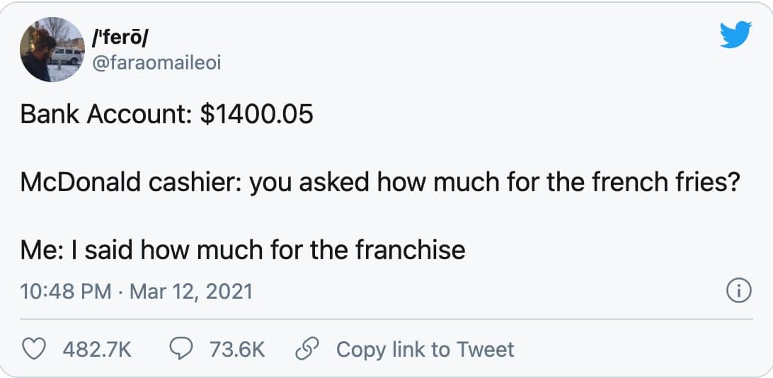 Stimulus Checks Inspire Viral Franchise-Buying Tweets Stimulus Checks Inspire Viral Franchise-Buying Tweets