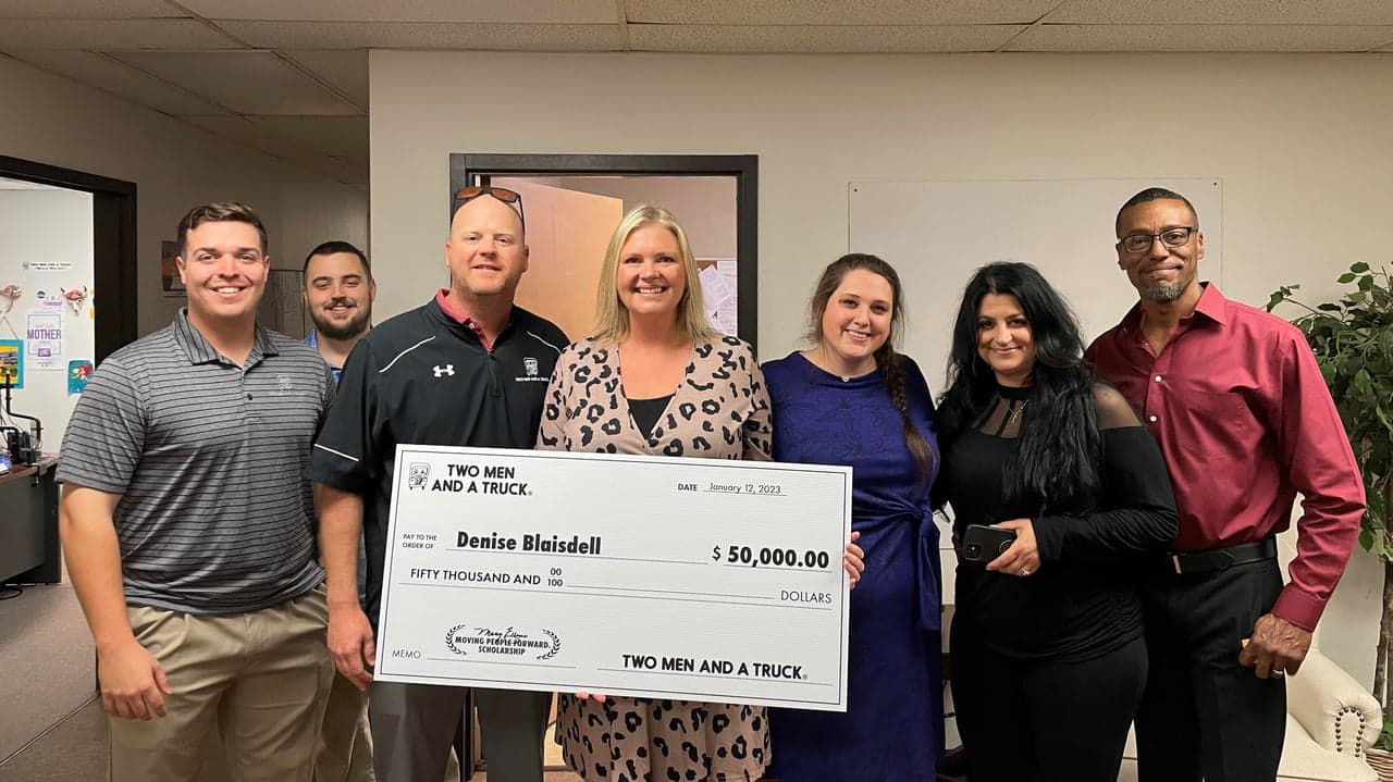 TWO MEN AND A TRUCK Surprises its 2023 Scholarship Winner with $50,000 to Begin Their Own Franchise TWO MEN AND A TRUCK Surprises its 2023 Scholarship Winner with $50,000 to Begin Their Own Franchise