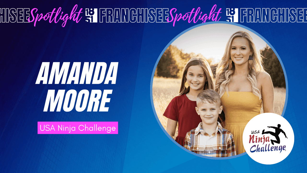 Neonatal ICU Nurse’s Passion for Caring for Children Led Her to Franchise With USA Ninja Challenge Franchisee spotlight graphic with photo of Amanda Moore and USA Ninja Challenge logo