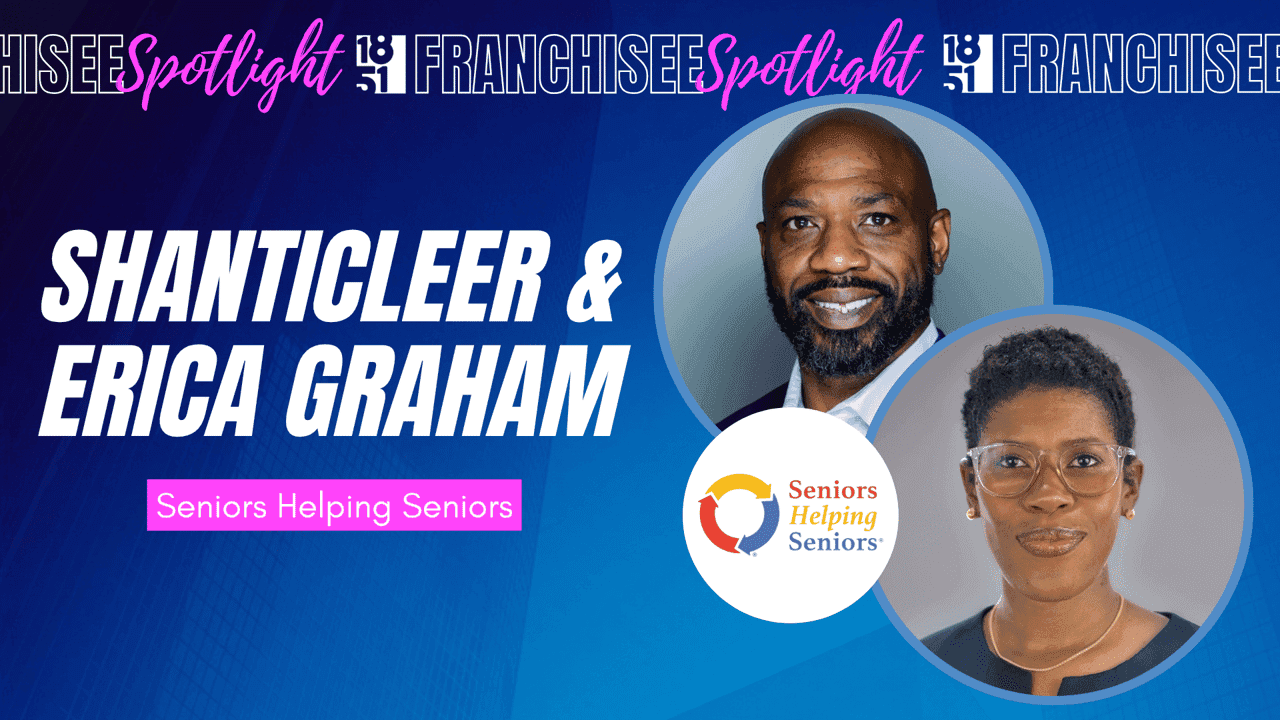 Veteran and Health Care Duo Launch Seniors Helping Seniors® in Atlanta’s Underserved Communities Franchisee spotlight graphic with photos of Shanticleer & Erica Graham, Seniors Helping Seniors logo