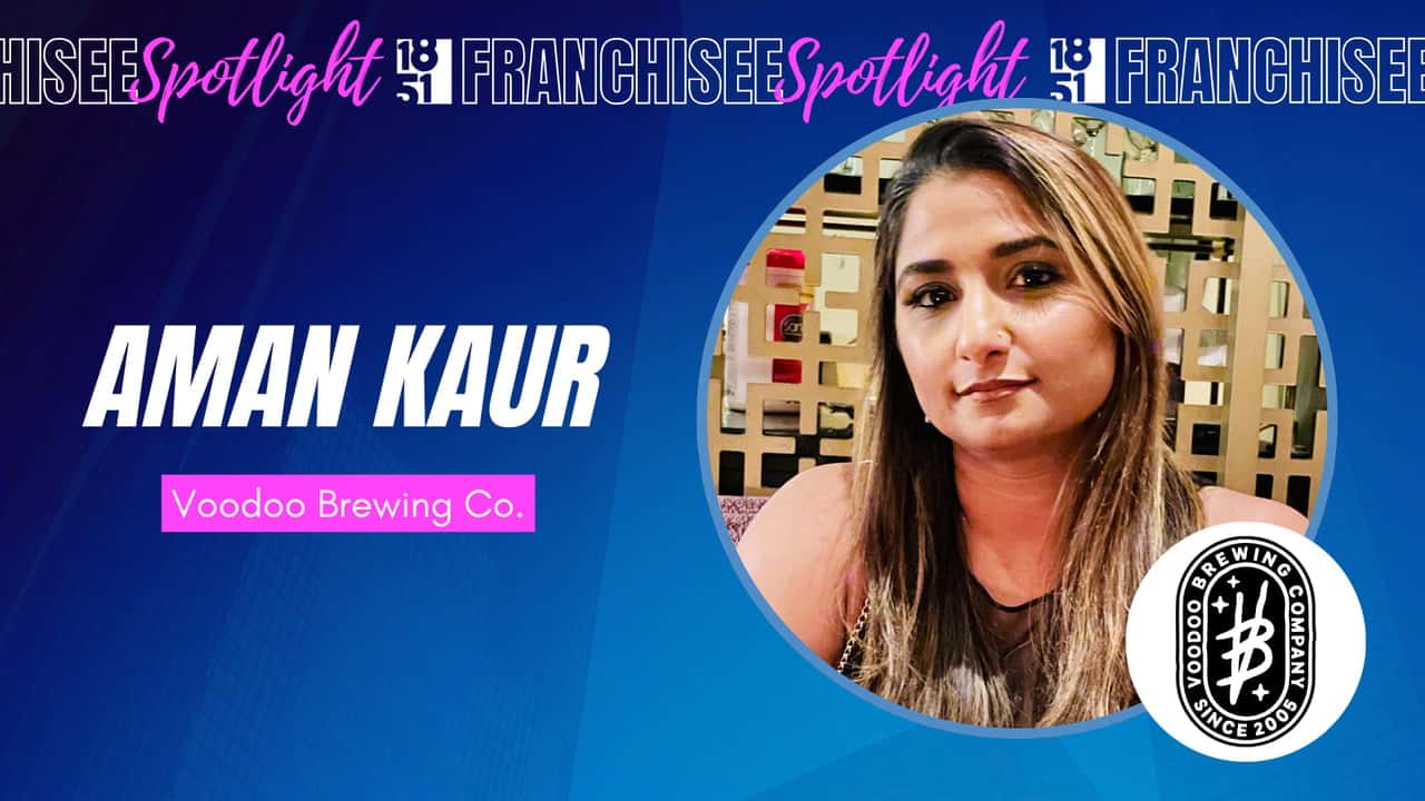 How This Trio of Friends Is Brewing Up Community With Voodoo Brewing Co. in Prosper, Texas graphic image of a franchisee spotligh aman kaur of voodoo brewing