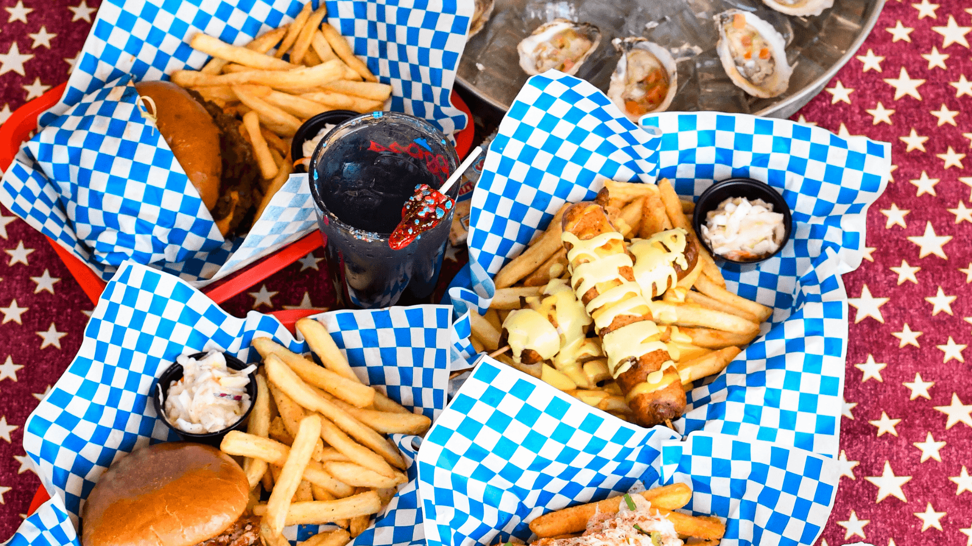 America Turns 250. Shuckin’ Shack is Throwing the Party. Photo of Shuckin' Shack Oyster Bar 2026 Summer Campaign menu items