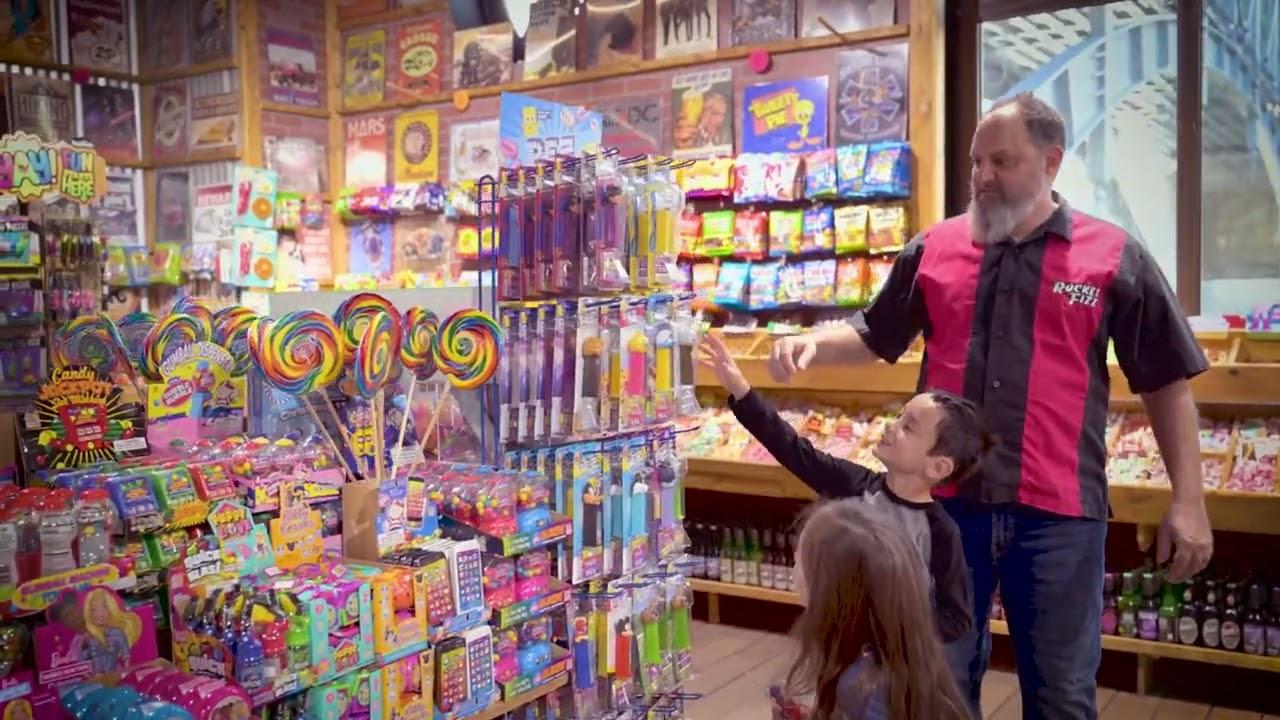 Rocket Fizz franchise offers nostalgic candy and soda in a fun, retro-themed shop experience.