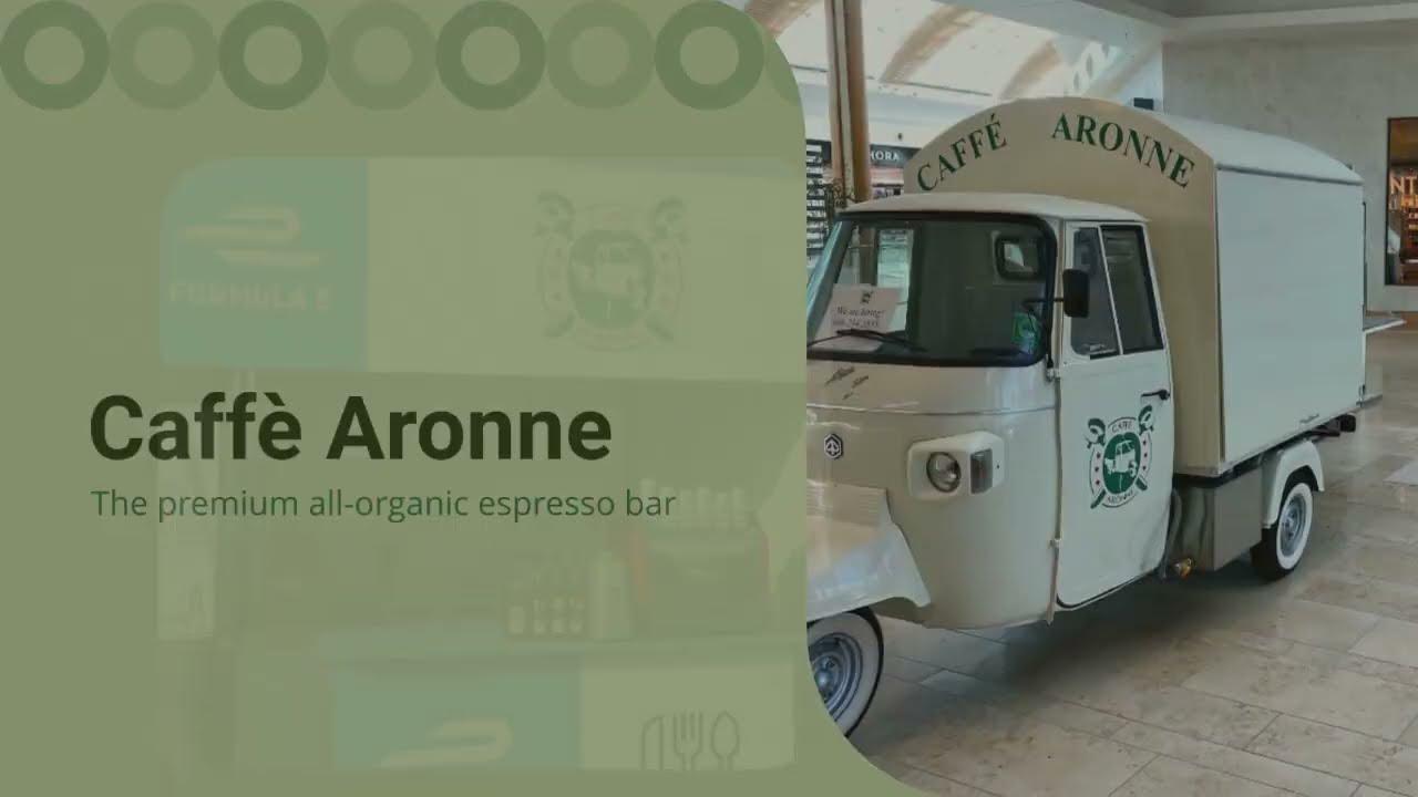 Caffe Aronne coffee cart franchise offers mobile organic coffee business catering to events.