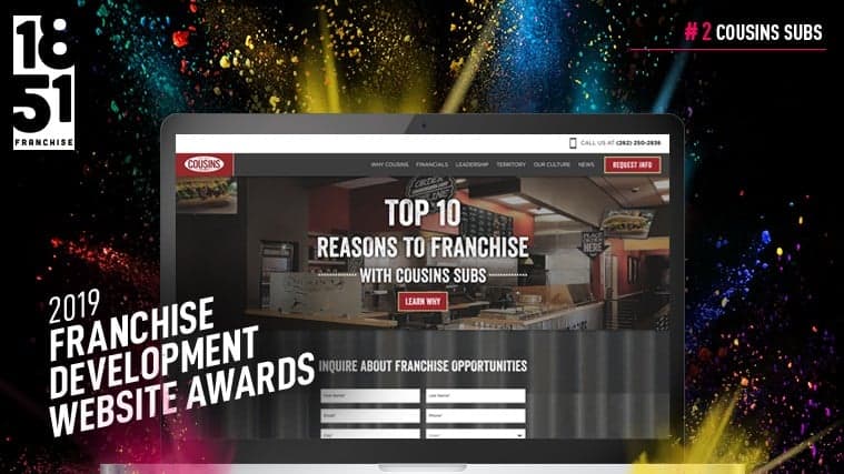 Franchise Development Website Awards: Cousins Subs Secures No. 2 Spot in 2019 Top 20 Franchise Development Website Awards: Cousins Subs Secures No. 2 Spot in 2019 Top 20